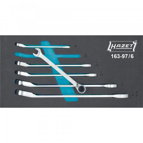 HAZET 6 Piece Ratcheting Combination Wrench Set 163-97/6