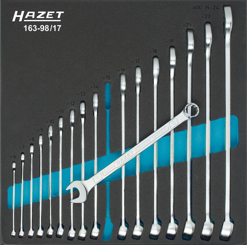 HAZET 17 Piece Combination Wrench Set 163-98/17