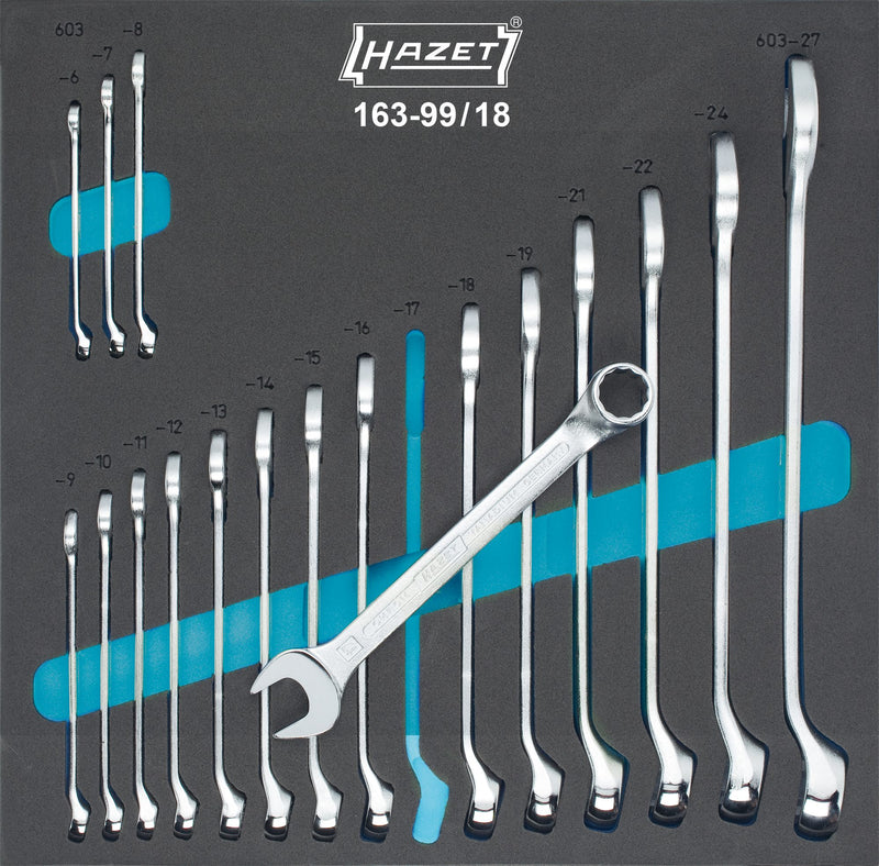 HAZET 18 Piece Metric Combination Wrench Set 163-99/18