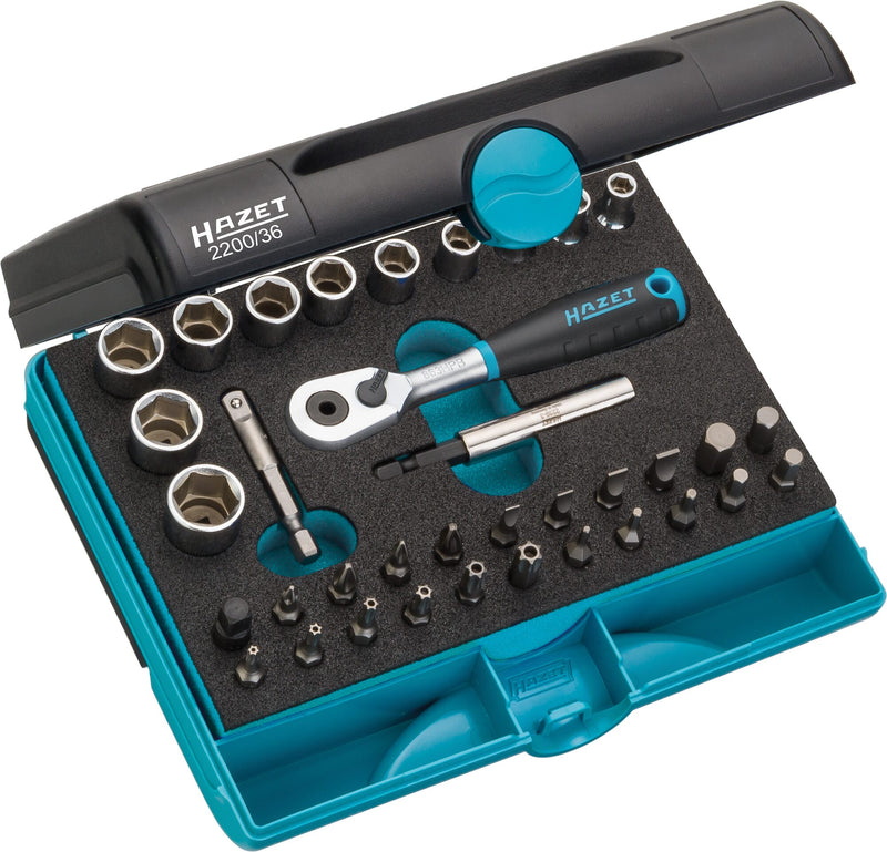 HAZET 36 Piece 1/4in Socket Set 2200/36