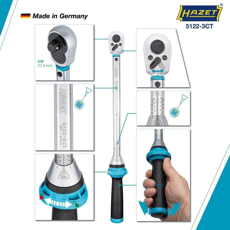 HAZET Torque Wrench 5122-3CTCAL 40-200Nm