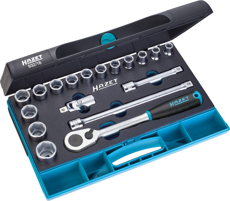 HAZET 18 Piece 1/2in Socket Set 932/18