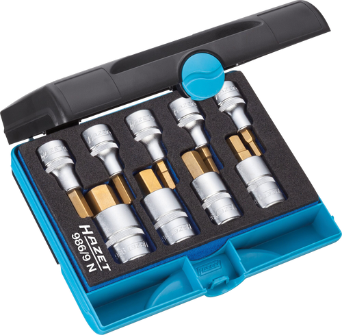 HAZET 9 Piece 1/2in Hex Screwdriver Socket Set 986/9N
