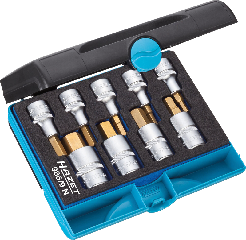 HAZET 9 Piece 1/2in Hex Screwdriver Socket Set 986/9N