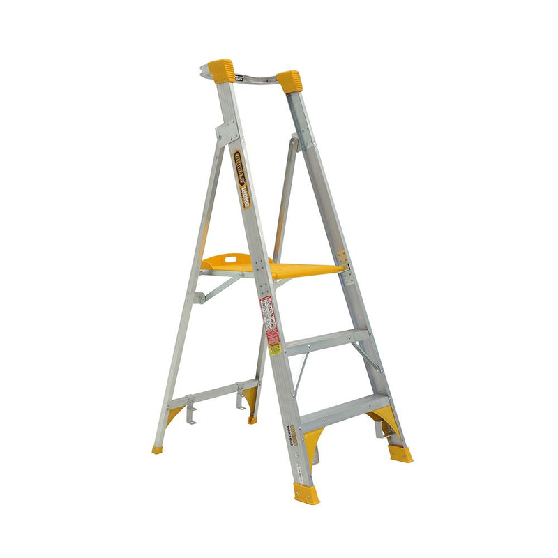 GORILLA Platform ladder Aluminium 0.9m (3ft) Aluminium 180kg Heavy Duty Industrial - PL003-HD