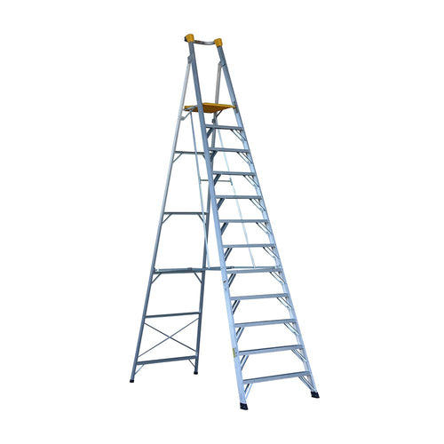 GORILLA Platform ladder 3.6m (12ft) Aluminium 180kg Heavy Duty Industrial - PL012-HD