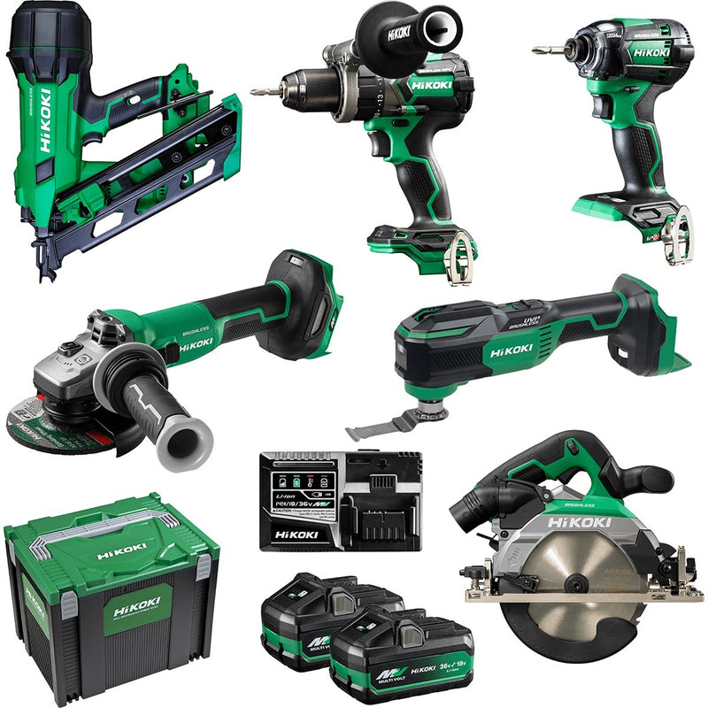 HiKOKI 18V/36V 5.0Ah MultiVolt Brushless Cordless 6 Piece Combo Kit - AU48000068