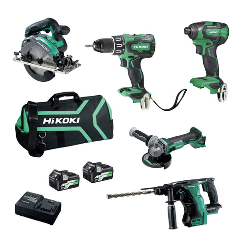 HIKOKI Hitachi KC18D4PC 18v/36v 2.5/5ah 5pce Cordless Combo Kit-FDB
