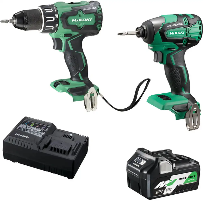 Hikoki Hitachi 18v/36v 2.5/5Ah Li-Ion Brushless Cordless Slide 2pce Combo Kit -BFD