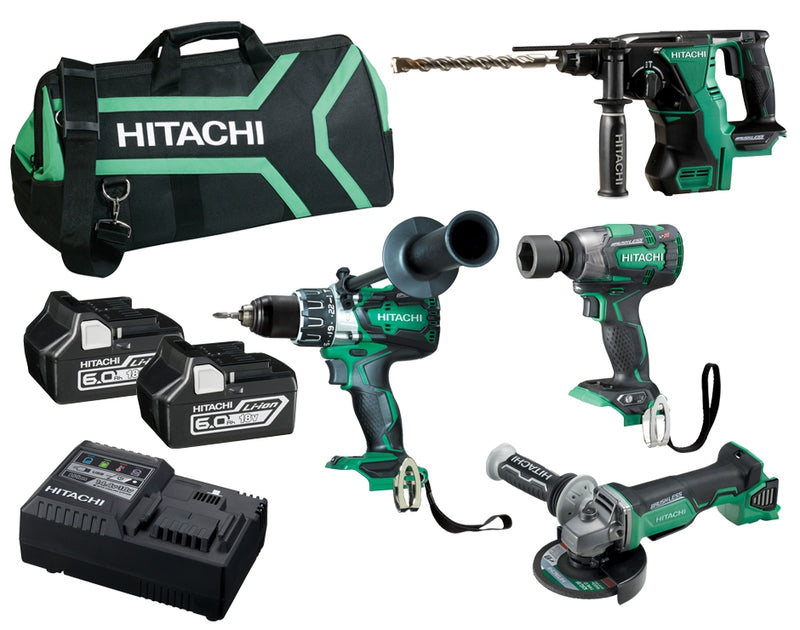 Hitachi KC18D4PA(HA) 18V 6ah 4Pce Cordless Combo Kit