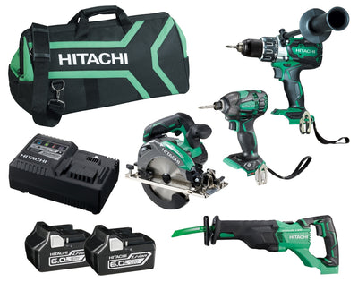 Hitachi KC18D4PB(HA) 18V 6ah Li-Ion 4pce Cordless Slide Battery Combo Kit
