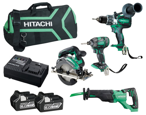 Hitachi KC18D4PB(HA) 18V 6ah Li-Ion 4pce Cordless Slide Battery Combo Kit