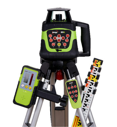 IMEX Hi Vis Green Beam Laser 88G Rotating Laser Kit With Tripod & Staff 88gkit
