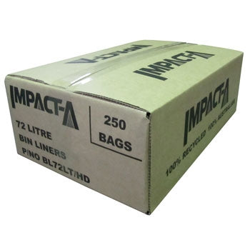 IMPACTA Janitorial 72ltr Heavy Duty Black Bin Liners Garbage Bag - 250 Bags per Box - BL72LTHDZ1