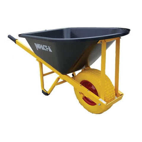 IMPACTA Heavy Duty Black Plastic Tub Wheel Barrow - Fat Puncture Proof Wheel