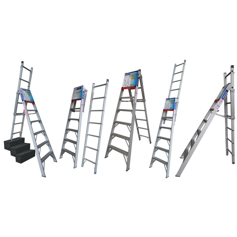 INDALEX Aluminium 5 Way Combination Ladder - Pro Series - 1.8m-3.2m 150kg Rated