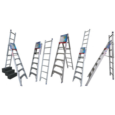 INDALEX Aluminium 5 Way Combination Ladder - Pro Series - 2.1m-3.5m 150kg Rated