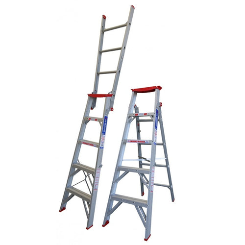 INDALEX Dual Purpose Aluminium Step Ladder-Tradesman Series- 1.5m-2.6m 150kg Rated