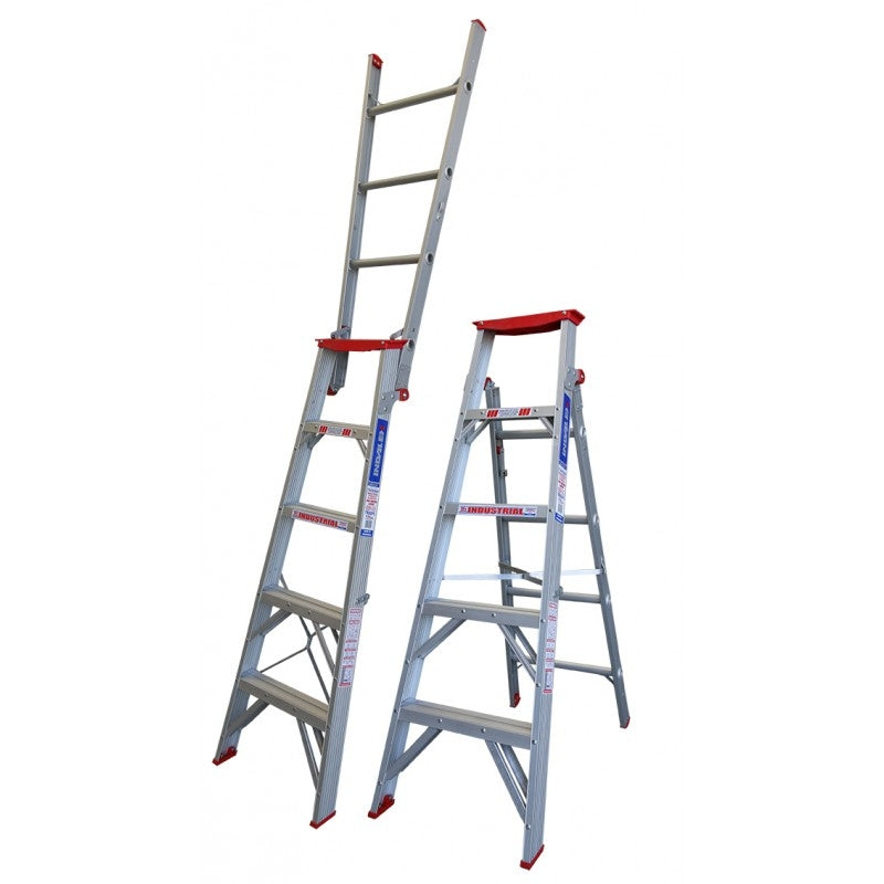 INDALEX Dual Purpose Aluminium Step Ladder-Tradesman Series- 1.5m-2.6m 150kg Rated