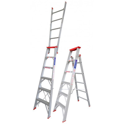 INDALEX Dual Purpose Aluminium Step Ladder-Tradesman Series- 1.8m-3.2m 135kg Rated