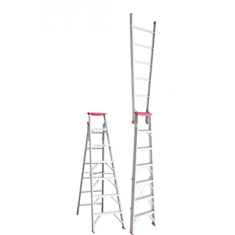 INDALEX Dual Purpose Aluminium Step Ladder-Tradesman Series- 2.1m-3.8m 120kg Rated