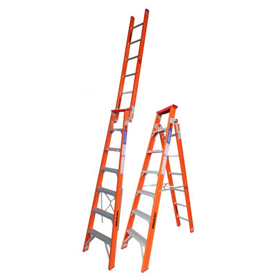INDALEX Fibreglass Dual Purpose Ladder-Tradesman Series- 2.1m-3.8m 135kg Rated