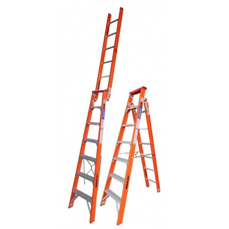 INDALEX Fibreglass Dual Purpose Ladder-Tradesman Series- 2.1m-3.8m 135kg Rated