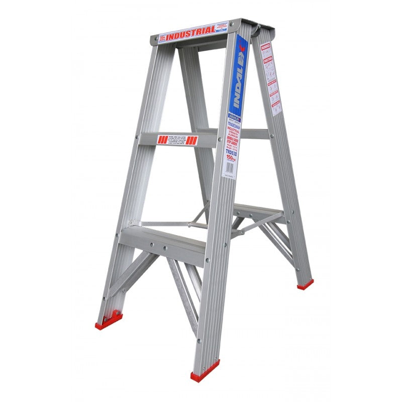 INDALEX Double Sided Aluminium Step Ladder-Tradesman Series- 0.9m 150kg Rated