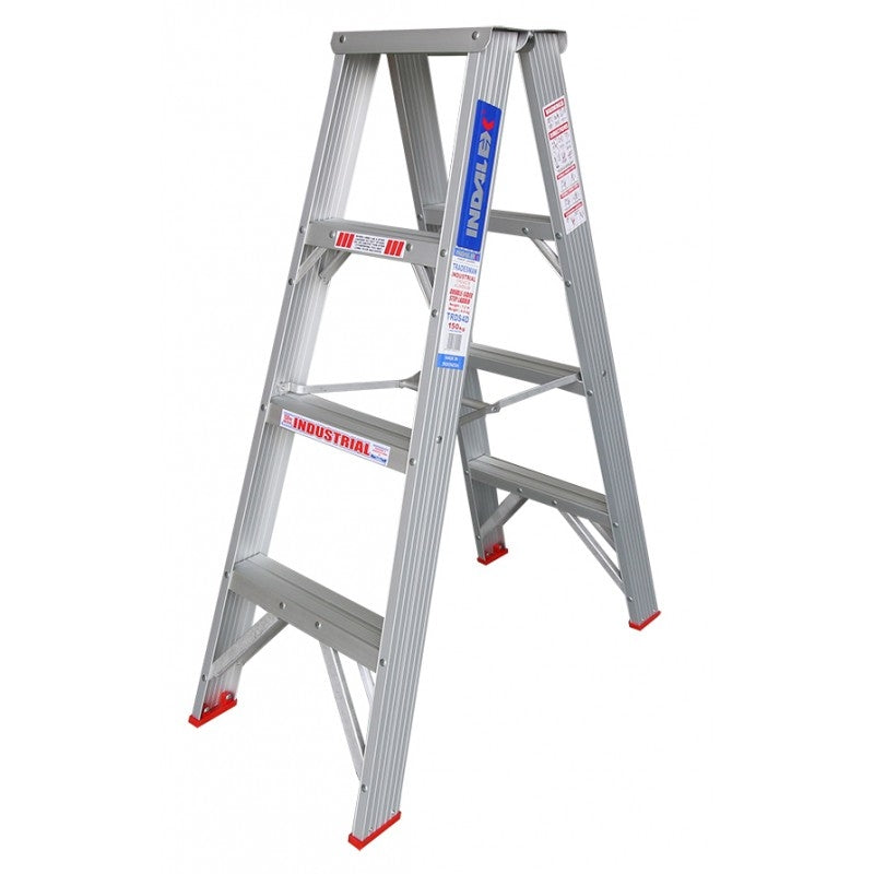 INDALEX Double Sided Aluminium Step Ladder-Tradesman Series- 1.2m 150kg Rated