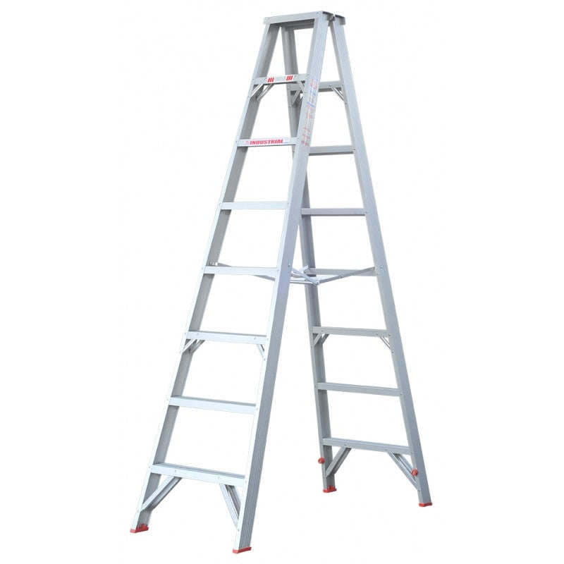 INDALEX Double Sided Aluminium Step Ladder-Tradesman Series- 2.4m 120kg Rated