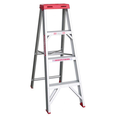 INDALEX Single Sided Aluminium Step Ladder-Tradesman Series-1.2m 150kg Rated