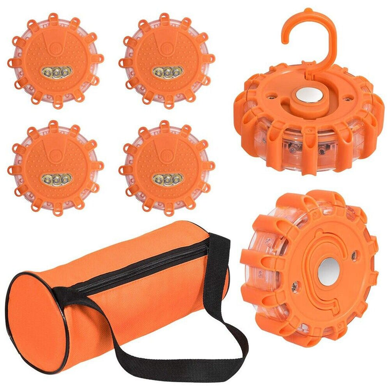 Industrial XS LED Rechargeable Magnetic Roadside Round Emergency Beacon Flare Kit