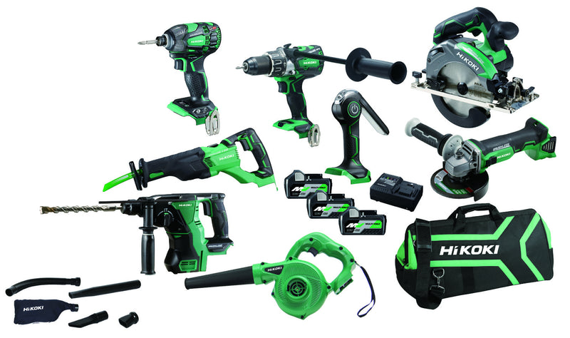 Hitachi/Hikoki KC18D8P(HRZ) 18V 5.0Ah Li-Ion Cordless 8pce Combo Kit Including Brushless