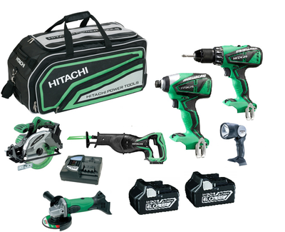 Hitachi KC18DBEL6PCE 18V 6.0Ah Li-ion Cordless 6pce Combo Kit