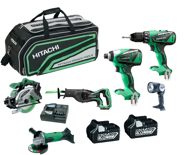 Hitachi KC18DBEL6PCE 18V 6.0Ah Li-ion Cordless 6pce Combo Kit