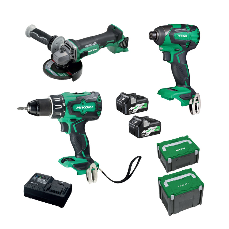 Hikoki/Hitachi KC18DDBL(HCZ) Multivolt 18v/36v 5Ah Li-Ion Cordless Slide 3pce Combo Kit -FDB