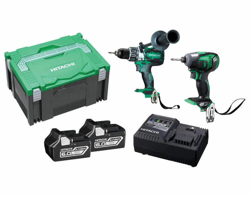 Hitachi KC18DDL(HA) 18V 6.0Ah Li-ion Cordless Brushless 2pce Combo Kit