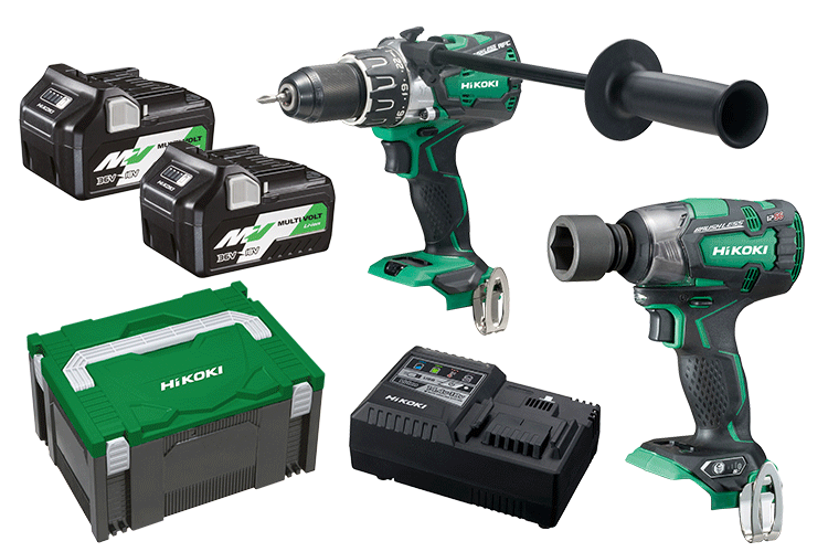 Hitachi/Hikoki KC18DPL(HRZ) 2 Piece 18V/MV Brushless Cordless Combination Pack-FDB