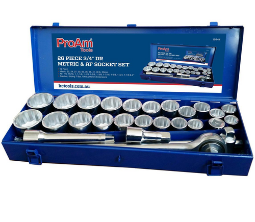 KC PRO AM by KC TOOLS  Â¾" Drive 26PC Socket Set 19344