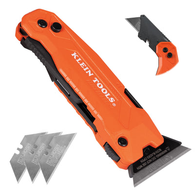 Klein Tools A-44306 FLICKBLADE 2-in-1 Utility Knife and Scraper with blade storage