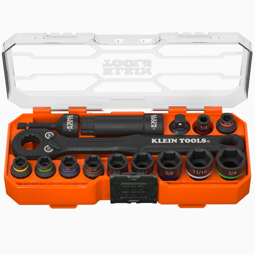 Klein Tools 65400 KNECT 3/8in Drive Impact Pass Through Socket Set 15pc - 65400