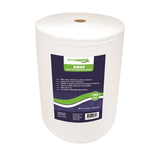 KWIKMASTER KM80 Heavy Duty General Purpose Industrial Wipes Wipers 540 Sheets