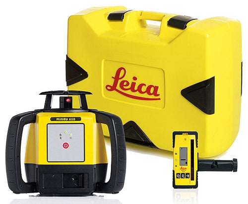LEICA Rugby 610 Red Beam Construction Laser Kit-With Rod Eye 160 Digital MM Receiver LG6008616