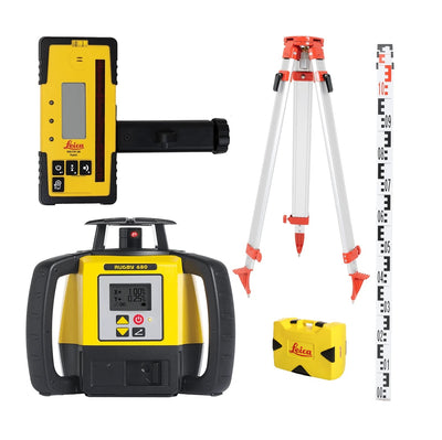 LEICA Rugby 680  High Performance Dual Grade Laser Level With Rodeye 160 Digital Receiver-With Tripod & Staff  LG6006010kit