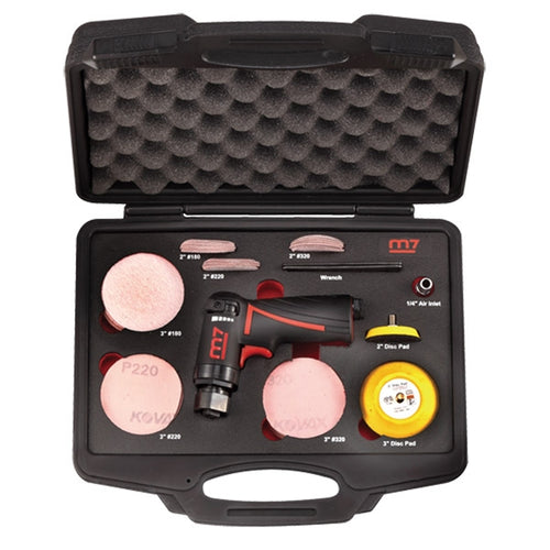 M7 Air 3" Mini Dual Action Sander, Pistol Style, 10 Piece Kit, 18000 RPM