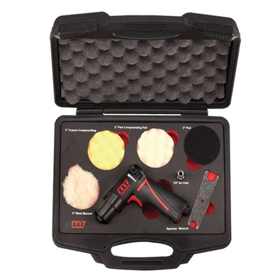 M7 Air Mini Polisher, 6 Piece Kit, Pistol Style, 5500 RPM