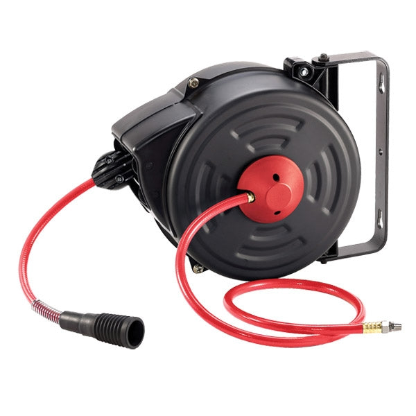 M7 Air Hose Reel, H.D. Wall Mount Metal Case, 8MM ID X 12MM OD PU Hose, 15M