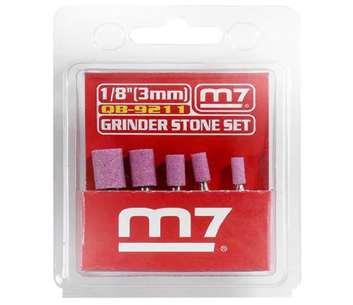 M7 GRINDER STONE SET, 5 PIECE CYLINDRICAL, 3MM SHANK