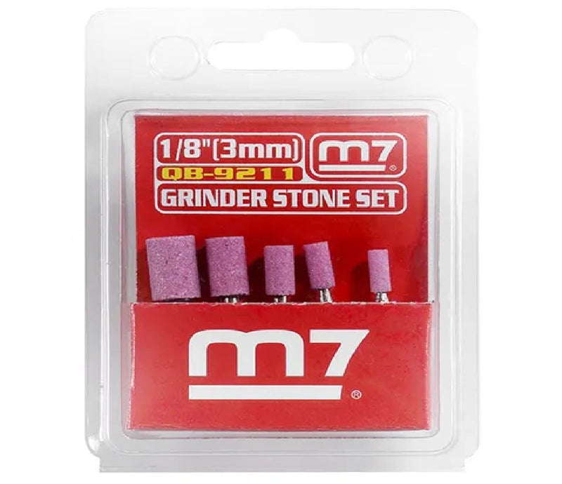 M7 GRINDER STONE SET, 5 PIECE CYLINDRICAL, 3MM SHANK