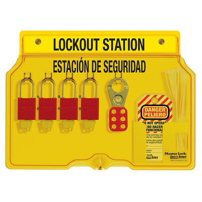 MASTER LOCK 4-Lock Lockout Station with 2 Hasps and 12 Tags